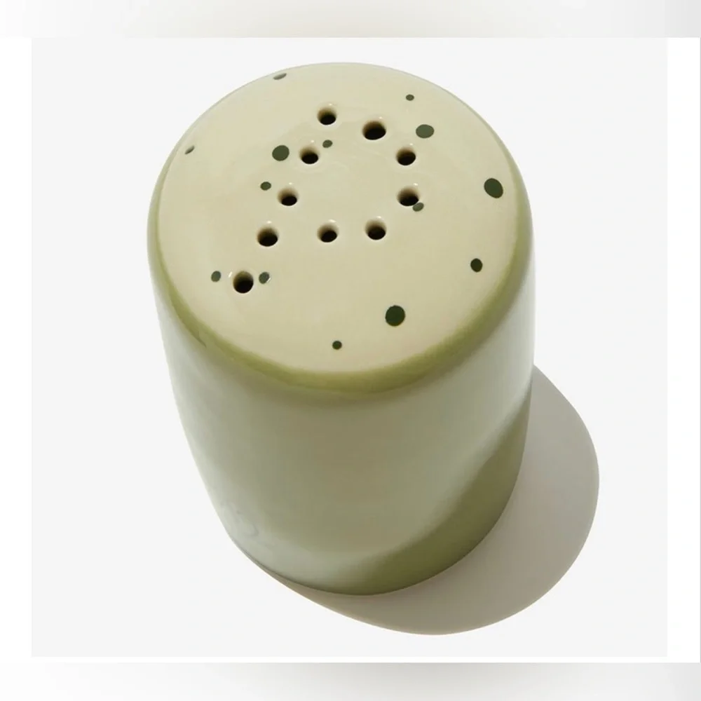 Darling Spring Salt & Pepper Shakers NWT Pottery Glass Green Natural